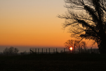 Sunset Po Valley Italy landscape sun sky fields color