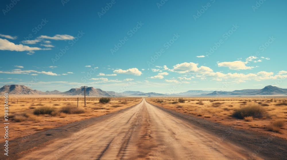 Poster empty desert road stretch generative ai