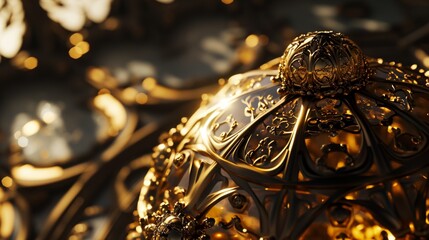 Behold the mesmerizing allure of a 3D render, a golden symbol gleaming in perfect lighting, creating a super-realistic,