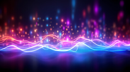 Abstract geometric background, technological lines background and light effects, 3D rendering