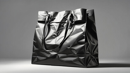 Black paper bag on a white background. generative AI