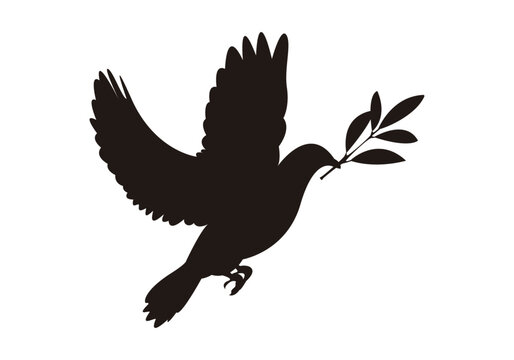 Icono de la paloma blanca de la paz con una rama de olivo en el pico