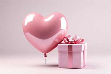Anniversary and Valentine  Pink Balloon and Love Present