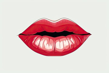 Woman Mouth Vector Art Elegant Line Drawing in Flat Style
