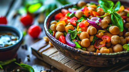  Delicious Chickpea and Vegetables Salad - obrazy, fototapety, plakaty