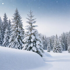 Obraz premium winter landscape with snow,winter, snow, tree, forest, landscape, cold, mountain, 