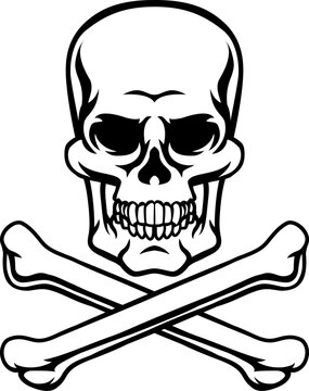 A skull and crossbones pirate jolly roger grim reaper cartoon