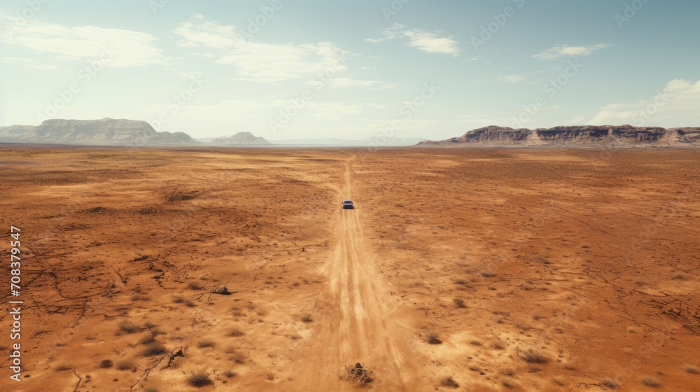 Poster Remote Desert Highway from Above Generative AI