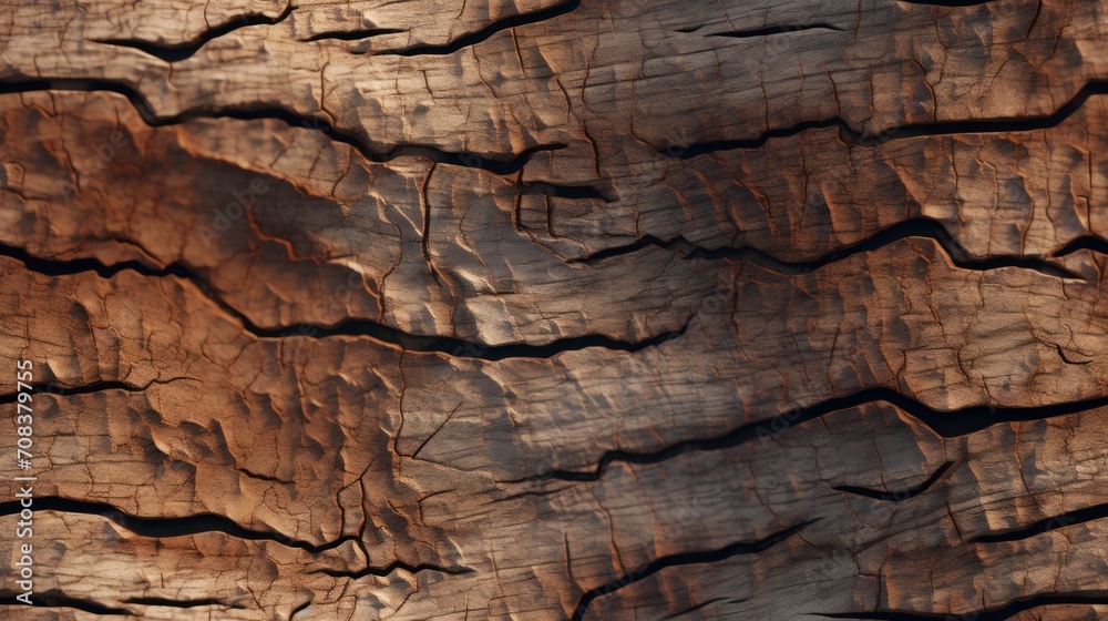 Poster Rugged and bumpy bark texture from a tree trunk. Generative AI