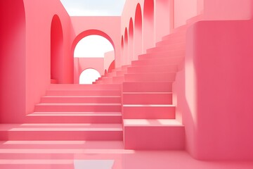abstract step pattern pink stairs