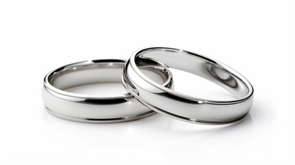 silver wedding rings isolated on white background