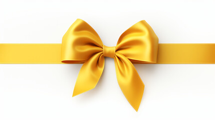 Yellow ribbon and bow with gold isolated on white background - obrazy, fototapety, plakaty