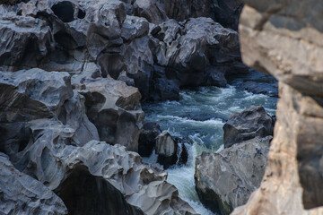 waterfall and rocks