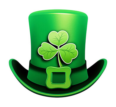 Green hat with clover. Isolated on a transparent background.
