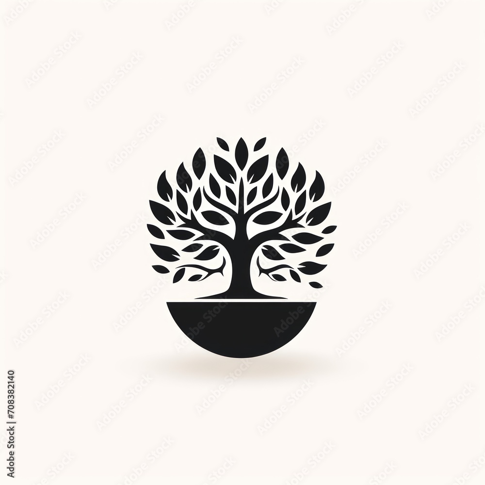 Poster flat tree logo generative ai