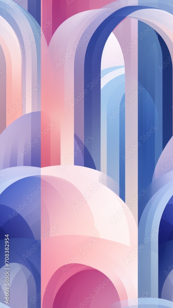 Poster Watercolor design featuring Italian monastery arches and columns within a geometric framework Generative AI