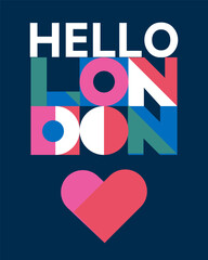 hello London abstract geometric poster.
