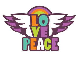 Love and peace with wings vector illustration