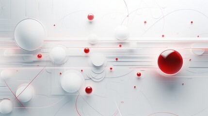 technology background, simple white, red accents photorealistic Generative AI