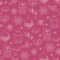 Lovely hand drawn party seamless pattern, great for New Year's Eve, banner, textiles, banner, wallpaper, wrapping - vector design