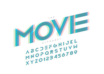 Vector of stylized modern font and alphabet