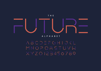Vector of stylized modern font and alphabet
