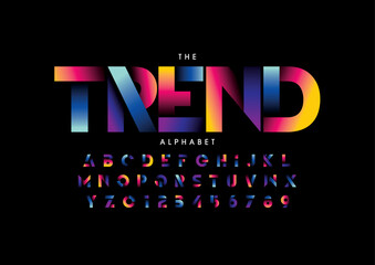 Vector of stylized modern font and alphabet