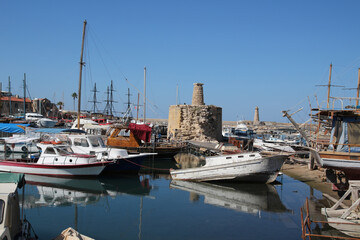 View of the old port of Kyrenia, Turkey Girne, Northern Cyprus 