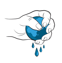 Illustrated hand squeezing a globe