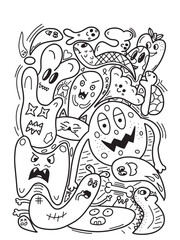 Obraz premium doodle set coloring book illustration