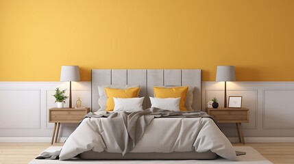 comfortable yellow themed bedroom