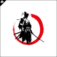 Samurai. Japan warrior whith katana sward. Graphic logo. Vector EPS