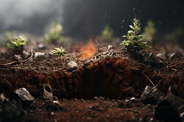 Fototapeta premium Growing a plant in the soil