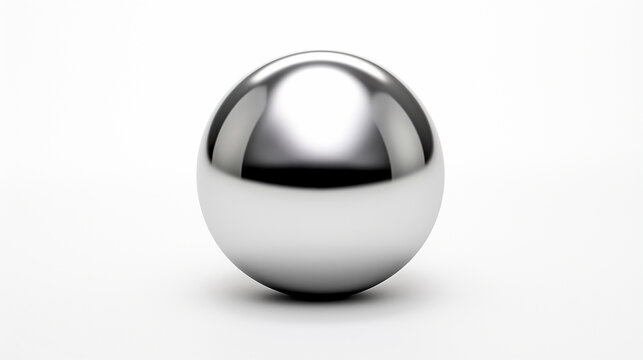 chrome steel ball realistic isolated on white background