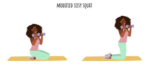 Young woman doing modified sissy squat exercise