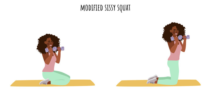Modified sissy squat exercise strength workout Vector Image