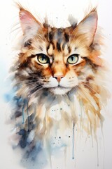 A Cat, water color, Generative AI