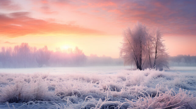 Misty winter sunrise