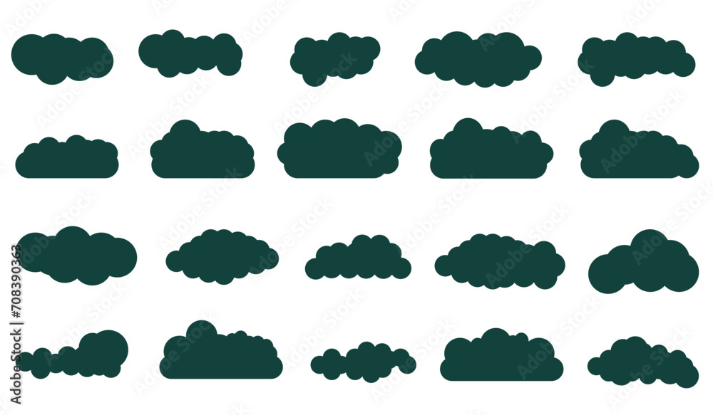 Wall mural clouds in the sky. abstract dark cloud set isolated on white background. vector illustration.