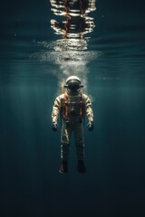 Fototapeta na wymiar An Astronaut under water, Generative ai