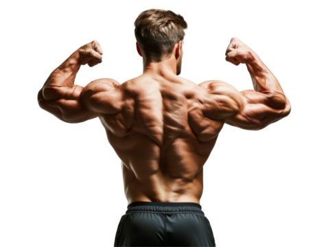 A bodybuilder on a transparent background. Ideal for a fitness presentation.