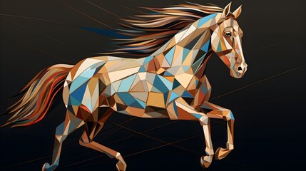 Geometric Equine Harmony: Artistic Rendering of Horse in Striking Shapes - A Fusion of Precision and Elegance in Equine Form