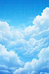Zelfklevend Fotobehang Blue sky with cloud, catoon style, generative ai © kanesuan