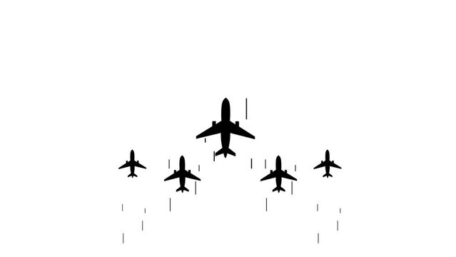 plane airplane flying animation motion graphic airplane black and white silhouette attraction military airplane jet airplane alpha 4k looping