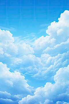 Blue sky with cloud, catoon style, generative ai