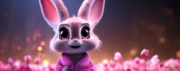 bunny 3d cartoon rendering, generative ai