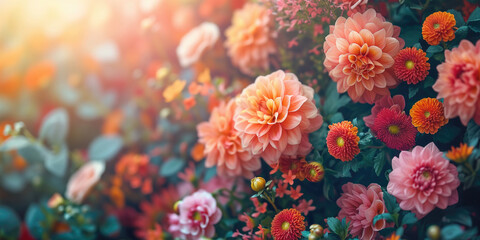 Fototapeta na wymiar vintage spring background with flowers