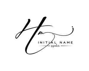 HM H M initial letter handwriting and signature logo