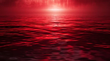 Tuinposter 黒赤の抽象的な背景。静水中の光の反射GenerativeAI © enopi