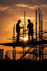 Fototapeta premium Engineer worker building construction site, generative ai